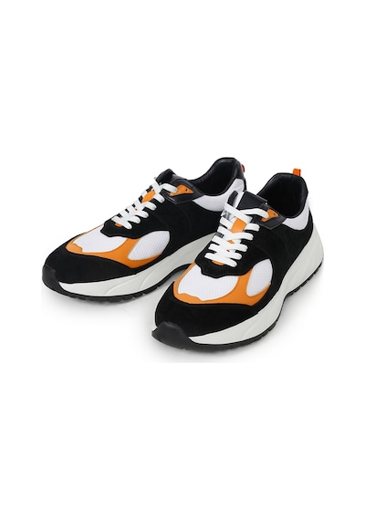 Jaumı Black Siyah Turuncu Sneaker Erkek Süet Ayakkabı 001