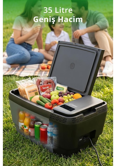 Kiwi Kım-4755 Tesla Uyumlu Araç İçi Taşınabilir Buzdolabı 35l & -20c & 12v/220v & Bluetooth