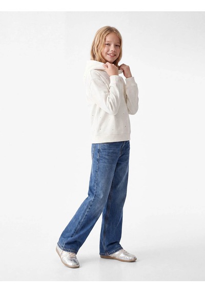 Koton Loose Fit İndigo Kız Çocuk Jean Pantolon 7wkg40034ad