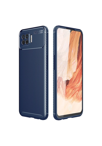 Oppo A73 Uyumlu Kılıf Auto Focus Karbon Kapak - Lacivert