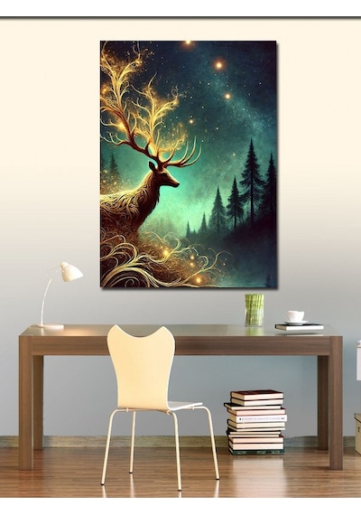 Kanvas Tablo Orman Ve Parlayan Geyik 50cmx70cm