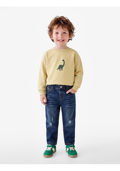 Koton Dinozor Baskılı Şardonlu Bisiklet Yaka Uzun Kollu Pamuklu Sweatshirt Yeşil 7wmb10102tk