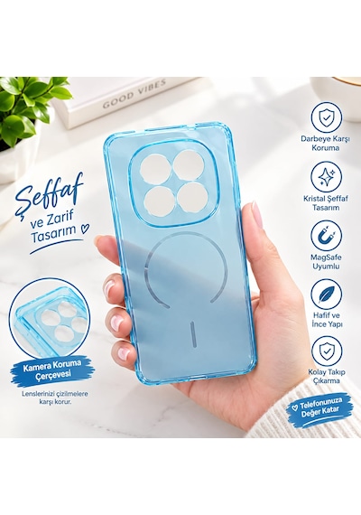 Redmi Note15 Pro Mavi Şeffaf Silikon