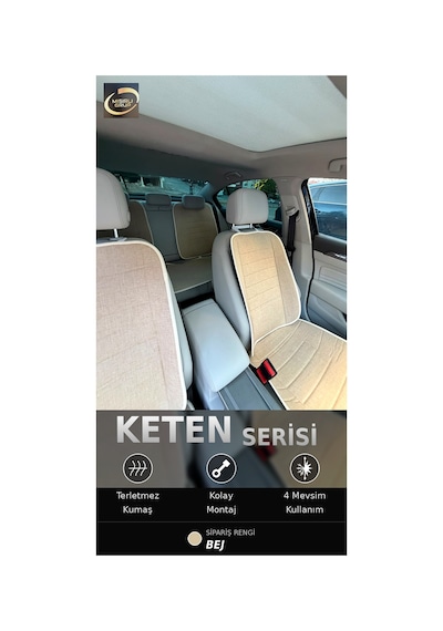 Fiat Egea Cross 2020-2026 Ön Ve Arka Koltuk Terletmez Dolgulu Keten Koltuk Minder / Kılıf Set Bej