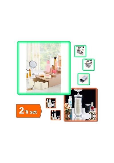 Compact Çekmeceli Ve Standlı Düzenleyici Organizeri + Makyaj Pamuğu Organizeri - 2li Set Q8g9m3 Belirtilmemiş