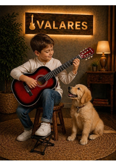 Valares Qcg3024 Kırmızı Klasik Gitar 3/4 Başlangıç & Orta Seviye Yumuşak Tını.kılıf Pena Hediye