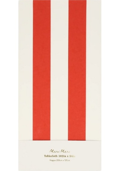Meri Meri - Red Striped Tablecloth - Kırmızı Çizgili Masa Örtüsü