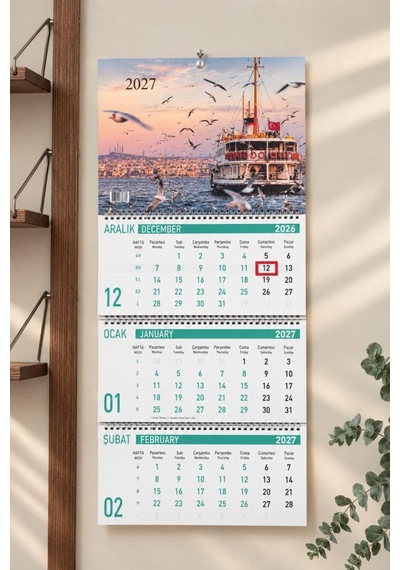 Lizy 2027 Manzara Temalı Gemici Takvimi Spiralli 33x24 Cm Tasarım-4