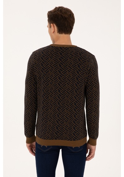 U.S. Polo Assn. Erkek Slim Fit Bisiklet Yaka Haki Kazak 50308343-VR027