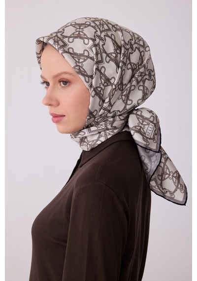 Klasik Desen İpek Twill Eşarp - 2026 İlkbahar-yaz T 4328 Taş