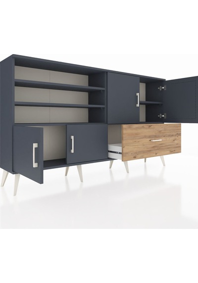 Arges Konsol 5 Raflı Tek Çekmeceli 4 Kapaklı 176x30x99 Antrasit-a Antrasit-antrasit/çam Arges Konsol 5 Raflı Tek Çekmeceli 4 Kapaklı 176x30x99 Antrasit-a Antrasit-antrasit/çam