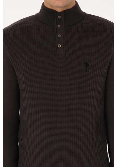 U.S. Polo Assn. Erkek Regular Fit Düğmeli Yaka Antrasit Melanj Kazak 50308915-VR081 U.S. Polo Assn. Erkek Regular Fit Düğmeli Yaka Antrasit Melanj Kazak 50308915-VR081