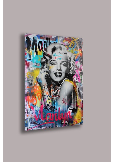 Marilyn Monroe 4mm Cam Tablo Pop Art Uv Baskı Portre Beyaz