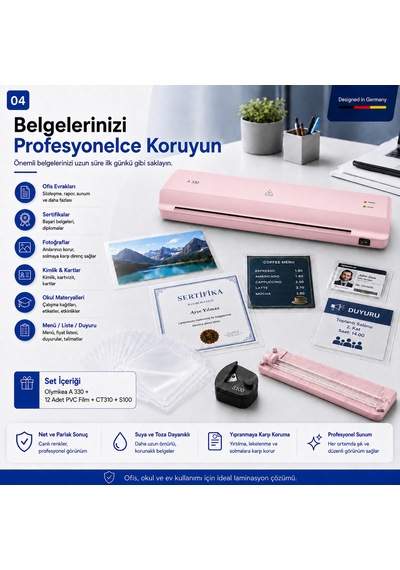 A330s A3 Laminasyon Makinesi 4in1set Ve Hediye 12 Adet Pvc Film