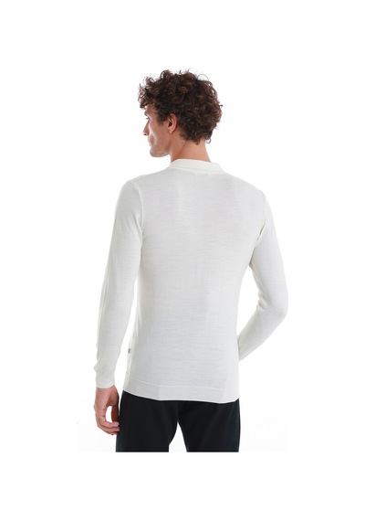 Hatemoğlu Ekru Regular Fit Jakarlı Polo Yaka Yünlü Triko Kazak 34202023a003 048 Ekru