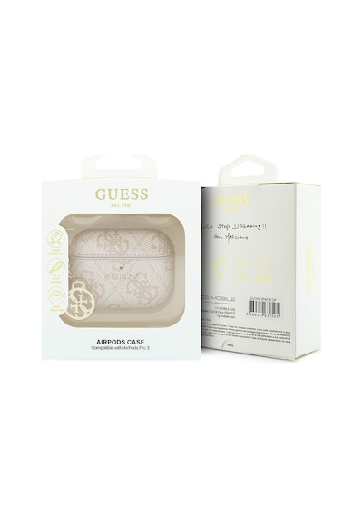 Airpods Pro 3 Uyumlu Kılıf Guess Orjinal Lisanslı Pu Deri 4g Desenli 4g Sade Askılı Kılıf Pembe