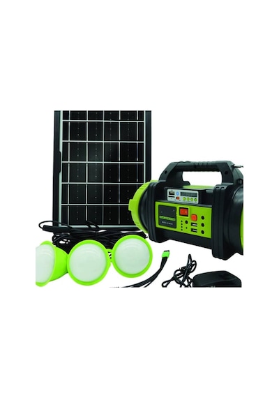Şarjlı 30 W Solar Şarjlı Ev Aydınlatma Seti Radyo Ve Fan Powebank Ws-5683 Evimdeyokyok