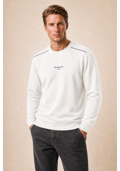 Redline Qwen Bisiklet Yaka Regular Fit Kışlık Sweatshirt Beyaz