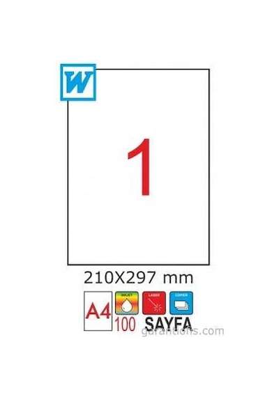 Goldmoon 2001 Laser A4 Sayfa Etiketi 210 X 297MM 100'lü Paket