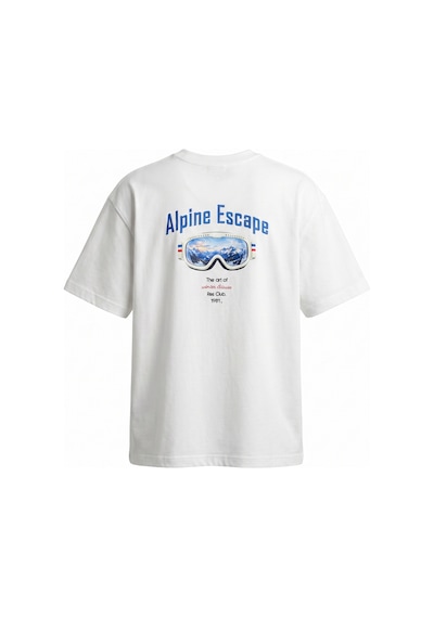 Respire Erkek Alpine Nakışlı Oversize T-shirt Ekru