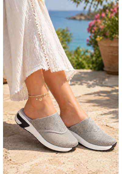 Kadın Günlük Rahat Slip-on Spor Terlik Gri