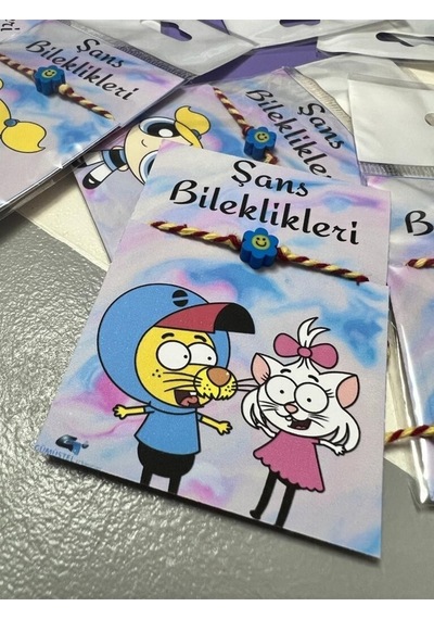 Gümüştel El Sanatları El Yapımı Fimo Karekterli Özel Kartlı Bileklik Çok Renkli