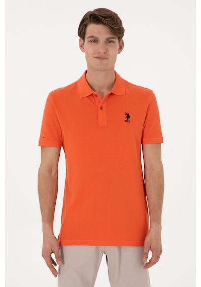 U.S. Polo Assn. Erkek Slim Fit Polo Yaka Nar Çiçeği Basic Tişört 50307699-VR039
