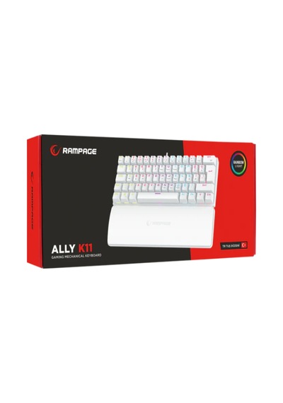 Rampage Ally K11 Beyaz Rainbow Q Bilek Destekl Red Switch Gaming Oyuncu Klavye