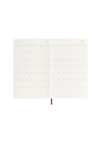 Moleskine 12 Ay Günlük Ajanda L Boy 13x21 Cm Yumuşak Kapak Kızıl Kırmızı Kırmızı
