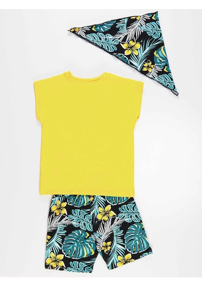 Hawaii Erkek Çocuk T-shirt Şort Bandana Takım