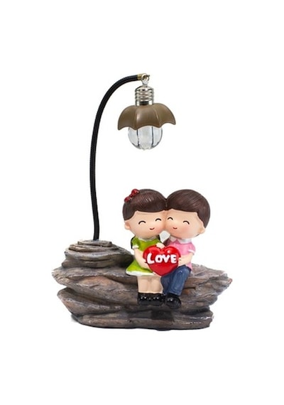 Kayada Oturan Romantik Genç Çiftler Işıklı Biblo 16 Cm