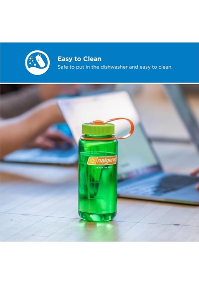 Nalgene Sustain Tritan Bpa İçermeyen Su Şişesi,%50 Plastik Atıktan, 473 Gr, Geniş Ağız, Yeşim Taşı Çok Renkli