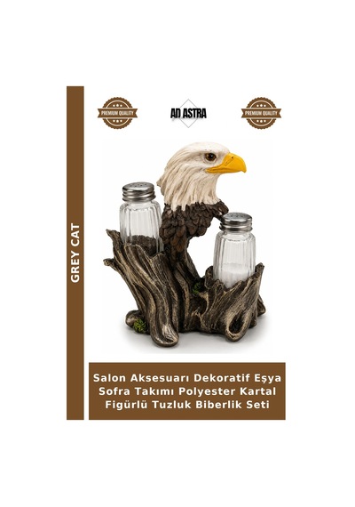 Salon Aksesuarı Dekoratif Eşya Sofra Takımı Polyester Kartal Figürlü Tuzluk Biberlik Seti Çok Renkli