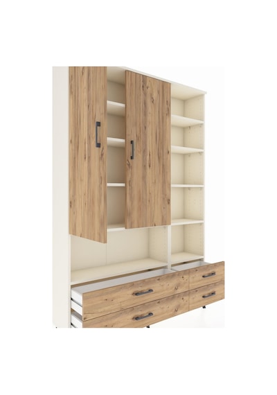 Arges Dolap 10 Raflı 4 Çekmeceli 2 Kapaklı 132x30x195 Aytaşı-çam/çam Atlas Çam/atlas Çam