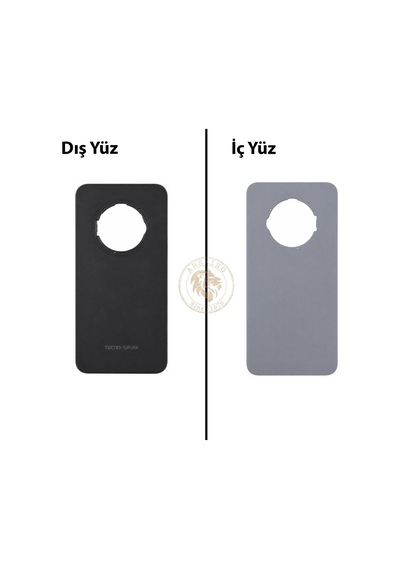 Tecno Spark 30c Siyah Uyumlu Arka Kapak Arka Cam Batarya Pil Kapağı Lazer Kesim Back Cover Diğer