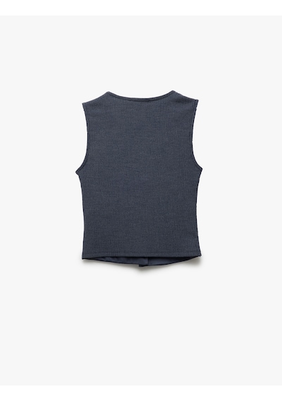 Koton Slim Fit Kolsuz Düğmeli V Yaka Yelek Lacivert 5sak30059ek Lacivert