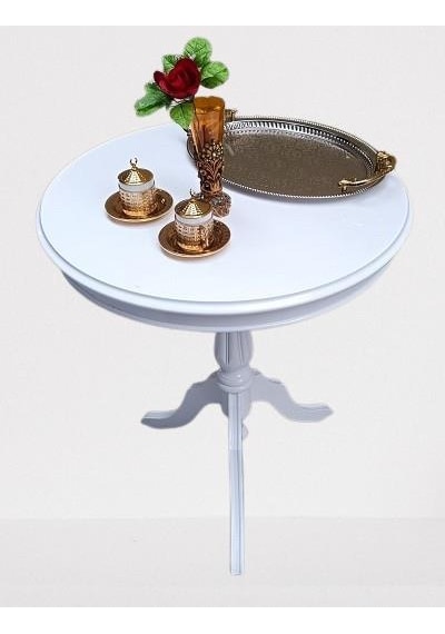 Fiskos Sehpa Eko 90502 Baba 3 Ayak 60cm Hareketli Mdf Tabla Parlak Beyaz El Yapım