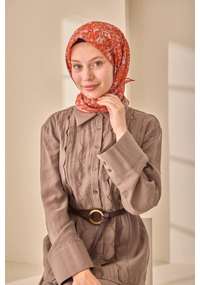 Silk Home Soft Eşarp 73091-30 Kiremit, Turuncu, Haki, Vizon