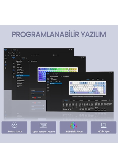 Aula F99 3 Modlu Rgb Hot Swap Mekanik Reaper Switch Kablosuz Makrolu Klavye Mavi