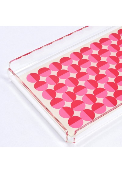 Vals Pleksi Renkli Pembe Tepsi 40x17 Cm Çok Renkli