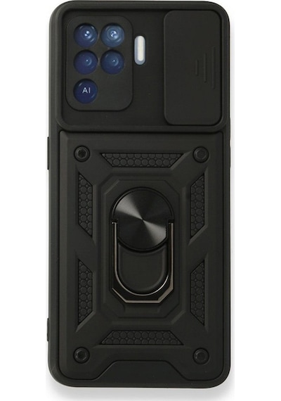 Smcase Oppo Reno 5 Lite Kılıf Kamera Korumalı Yüzüklü Tank Pars Silikonnano Ekran Koruyucu