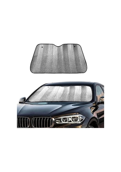 Ön Cam Güneşlik, Metalize Kumaş, 130x65 Cm, Vantuzlu, Katlanabilir, İç Dış Kullanım İmkanı, Eko