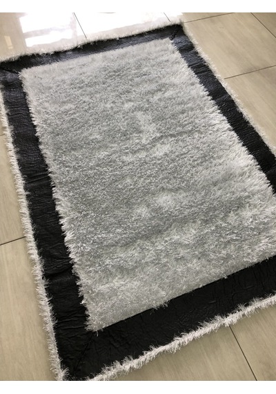 Saray Halı Simli Deri 125X180 Gri Siyah Beyaz Derili Simli Halı !