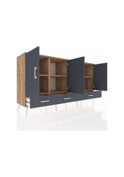 Kronos Konsol 6 Raflı 3 Çekmeceli 4 Kapaklı 176x59x99 Çam-antrasi Çam-antrasit Kronos Konsol 6 Raflı 3 Çekmeceli 4 Kapaklı 176x59x99 Çam-antrasi Çam-antrasit