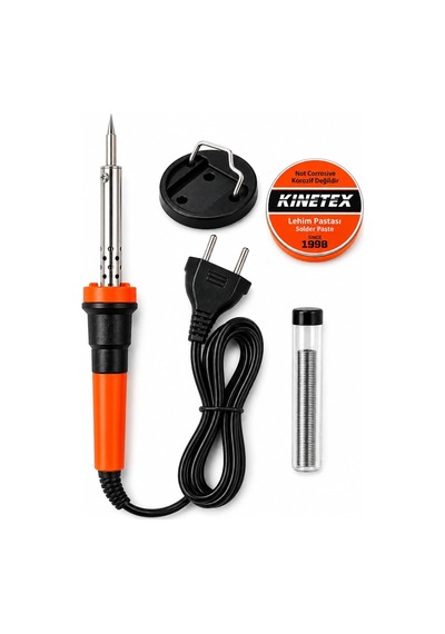 Kınetex 40w Lehim Havya Seti 4'ü 1 Arada, Elektronik Lehimleme Havyası, Lehim Teli, Lehim Pasta