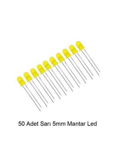5mm Sarı Mantar Led Diyot Yüksek Parlaklık - 50 Adet Ekonomik Paket