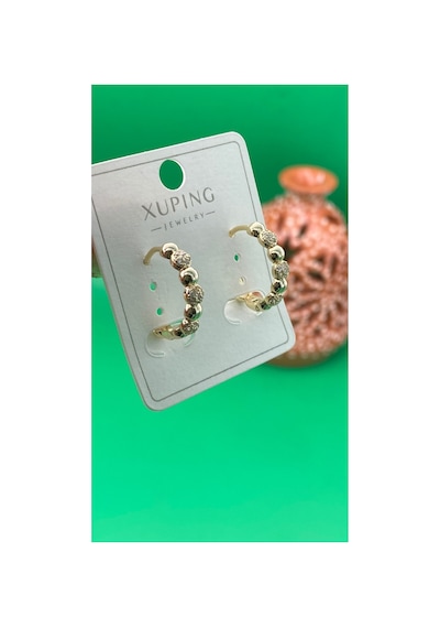 Xuping Rose Gold Renginde Halka Model Zirkon Taşlı Küpe Altın