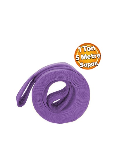 Spanzet Sapan Polyester Sağlam Yük Kaldırma Lila Renk 1 Ton 5 Metre Taşıma İndirme Halat