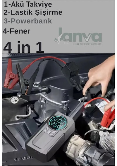 D8h Plus 4in1 Akü Takviye+hava Pompası+led Fener+powerbank