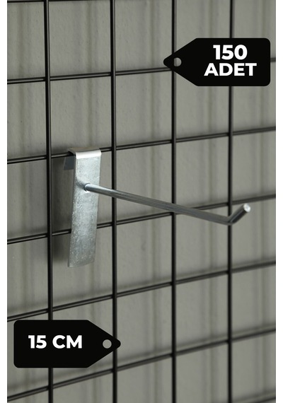 15 Cm 150 Adet Tel Pano Kancası Raf Askısı Galvaniz